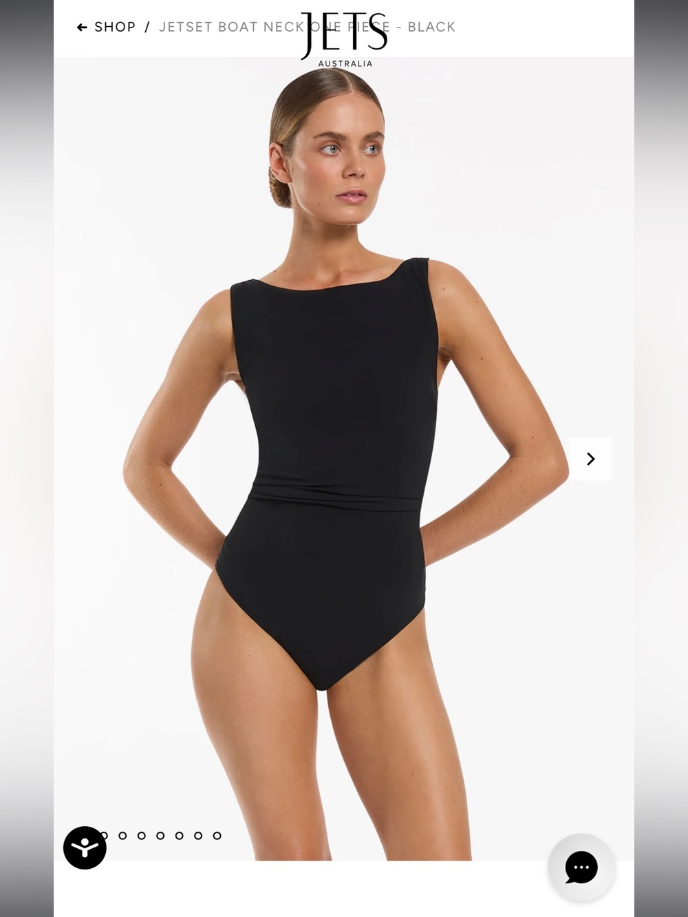Jets Australia Sleek Black One-Piece Swimsuit with Crew Neck